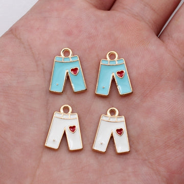 Blue and White Shorts Enamel Alloy Charms for Jewelry Making