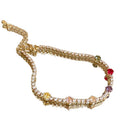Gold Multicolor Crystal Flower Tennis Bracelet Adjustable view 5