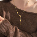 Gold Tone Gourd Pendant Y Necklace Statement Fashion Jewelry view 3