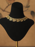 Layered Pearl Floral Collar Necklace With Gold Tone Details view 6