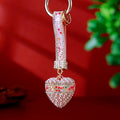 Star Band Crystal Heart Keychains with Straps and Plain Options view 9