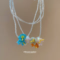 Layered Beaded Floral Pendant Necklaces in Two Colorways view 4