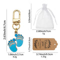 Blue Pink Wooden Baby Feet Keychain Gold Lobster Clasp view 2