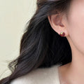 Red Apple Crystal Stud Earrings with Distinctive Textured Details view 4