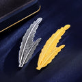 Gold Tone Feather Two Designs Metal Brooch Pin for Jackets and Lapels view 4