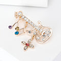 Gold Tone Guitar Brooch with Tiny Musical Charms Decorative Accessory view 4