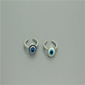 Round Enamel Evil Eye Adjustable Rings in Gold and Silver Tone view 3