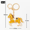 Rhinestone Enamel Horse Keychain Gold Tone Metal Charm view 2