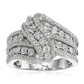 Leaf-Shaped Pave Extra-Wide Statement Ring In Silver Tone view 1