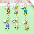 Thank You Heart And Tulip Metal Charm With Lobster Clasp, 6 Colors view 1