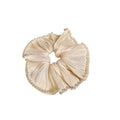 Black Or Ivory Sheer Petal Scrunchie With Pearl Like Edging view 5