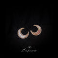 Gold Crystal Shell Crescent Moon Stud Earrings Pair view 1