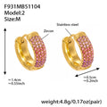 Gold Domed Colorblock Zircon Huggie Earrings Sizes view 10