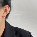 Gold Open Square Geometric Baguette CZ Micro Pave Stud Earrings view 2
