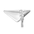 Triangle Zipper Motif Brooch Clear Stones Metal Finish view 2