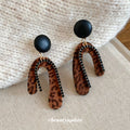 Black And Brown Leopard U Drop Stud Earrings Fashion Earrings view 4