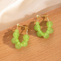 Green Grape Bead Double Hoop Cluster Novelty Earrings view 4