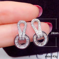 Silver Tone Crystal Loop and Round Drop Stud Earrings view 5