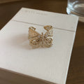Rose Gold Filigree Butterfly Open Ring Clear Crystals view 6