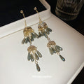 Pearl and Smoky Crystal Tiered Chandelier Earrings view 4