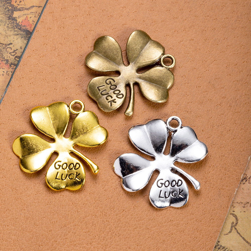 27mm Lucky Four-Leaf Clover Alloy Charm Pendant