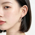 Silver Thick C Hoop Outer Chain Link Earrings Style view 2