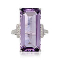 Purple Rectangular Stone Silver Tone Cocktail Ring Sizes 6-10 view 1