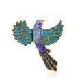 Aqua Gold Tone Hummingbird Crystal Metal Brooch Pin view 1