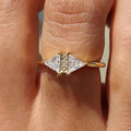 Gold Dual Triangle Clear Stone Ring Center Pavé Bar view 2