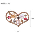 Heart Crystal Pearl Look Metal Brooch Pin for Jackets and Lapels view 2
