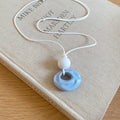 Oval Resin Pendant Necklaces in Five Soft Color Options view 6