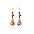 Acrylic Pipa Lute Drop Earrings White Yellow and Red view 5