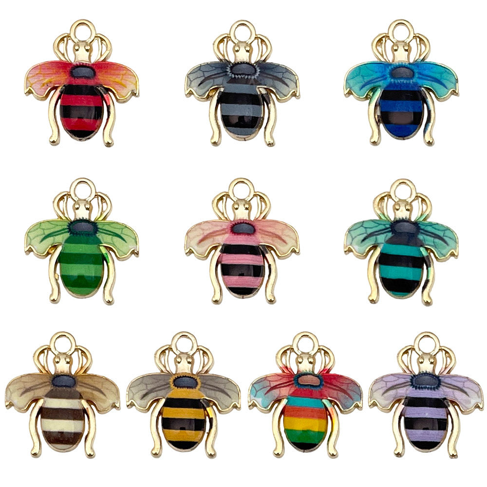 Colorful Enamel Zinc Alloy Bee Charm Pendant for DIY Necklace Bracelet Earrings