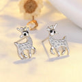 Crystal Reindeer Stud Earrings in Silver and Rose Gold Tone view 1