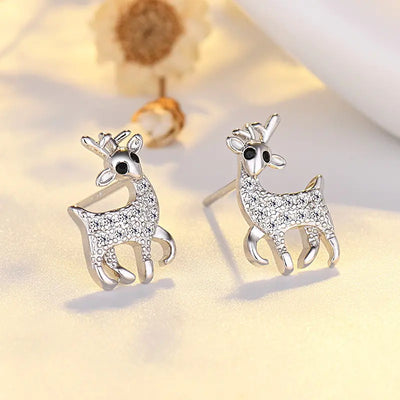 Crystal reindeer stud earrings product view