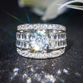 White Gold Tone Multi Band Round Baguette Crystal Ring Sizes 6-10 view 2