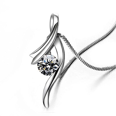 Curved leaf pendant necklace in front product view