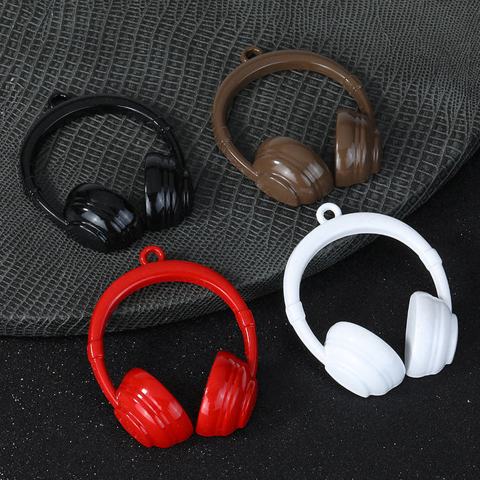 Glossy Acrylic Mini Headphone Shaped Charm Pendant Bead Four Colors