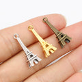 Mini Eiffel Tower Charms in Silver Gold and Bronze Tones view 1