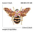 Gold Tone Enamel Bee Brooch Crystal Wing Flower Pin view 4