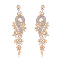 Aqua Green Green Peacock Leaf Tassel Crystal Four Designs Metal Dangle Earrings view 7
