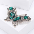 Silver Tone Crystal Butterfly Brooch Blue Green Burgundy view 3