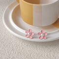 Enamel Daisy Flower Stud Earrings Pearl Center Four Colors view 3
