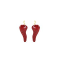 Glossy Red Chili Pepper Gold Tone Novelty Stud Earrings view 5