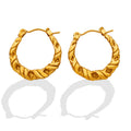 Twisted Rope Oval Hoop Earrings Gold Steel Metal Finish view 5