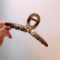Brown Translucent Pearl Crystal Bow Hair Claw Clip view 4