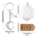 Silver Filigree Crescent Moon Cat Keychain Dual Charm view 2