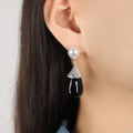 Pearl Stud Resin Teardrop Drop Earrings Gold or Steel view 7