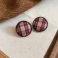Round Plaid Fabric Stud Earrings In Four Colors Jewelry Design view 9