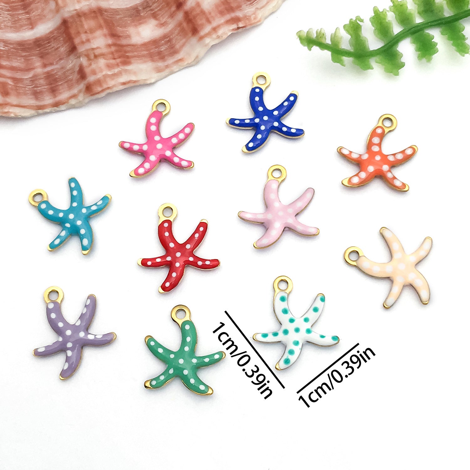 Vacuum Plated Stainless Steel Polka Dot Starfish Charm Pendants for Necklace Earrings